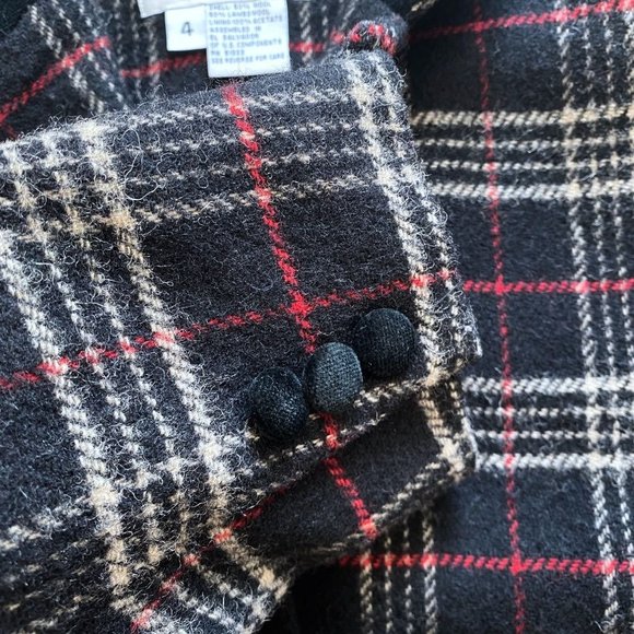 Chaus Plaid Wool Jacket / Velvet details Sz 4 - Picture 5 of 7